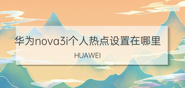 华为nova3i个人热点设置在哪里 HUAWEI nova 3i为什么没有开发者选项？